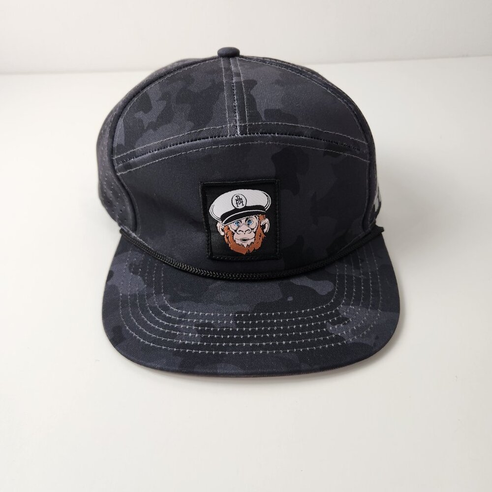 The Boat Monkey Hat OS Black Snap Back Cap Nautical Yacht Fishing Beach - Picture 9 of 9